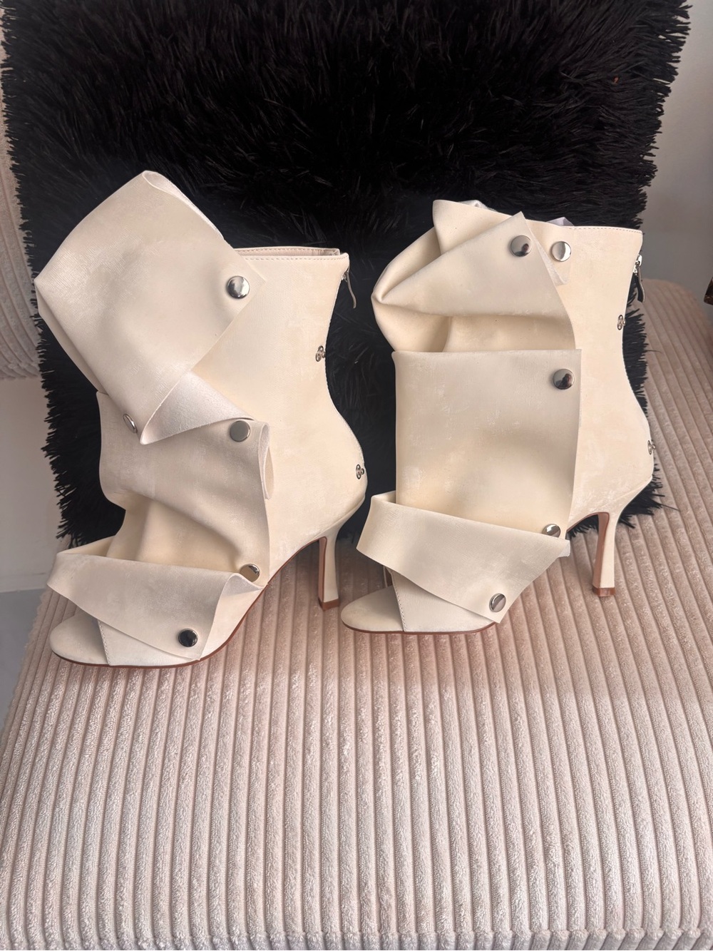 Birdsong open toe bootie bone white